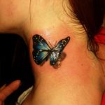 tattoo mariposa cuello flores 1 - tatuajes de mariposas